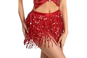 Wuchieal Bauchtanz Kostüm Pailletten Quaste Hüfttuch Outfits Rock Gürtel Festival Kleidung