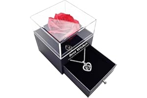 GUCHO Eternal Rose Gifts Box with Necklace Engraved I LOVE YOU in 100 Languages, Birthday Gifts for Women,Valentines Gifts for Her