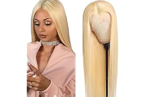 Weeybay Echthaar Perücke für Damen Perücken Straight Human Hair Wig 613 Blonde 4X4 Lace Closure 150% Density Unprocessed Remy Hair Glueless Perücke Blond 16 Zoll