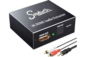 Snxiwth HDMI to Optical SPDIF 4K Audio Converter With 3.5 Mm Stereo Audio Extractor and Splitter for Apple, TV and Blu Ray Player