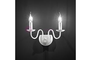 PERENZ FIAMMINGO LAMPADA PARETE 2 LUCI BIANCO OPACO 2XE14 STILE PROVENZALE CLASSICO RUSTICO COUNTRY CHABBY CHIC
