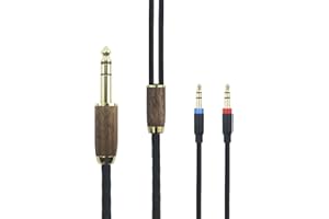 ABLET 6.35mm audio cable upgrade cable 6N OCC Copper Silver Plated Cord Walnut Wood Shell Compatible with Hifiman Sundara, Ananda, Arya, HE400SE, HE4XX, HE-400i Headphone (2 x 3.5mm Version)