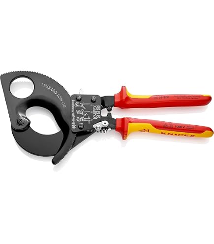 Cesoia Per Cavi Knipex 165 Mm - Cromata, Isolata VDE, Per Taglio Cavi In Rame E Alluminio