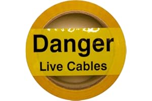 iSigns Warning Tape (Danger Live Cables), 1 Roll, Self-Adhesive Live Cable Safety Tape, Laminated, Waterproof Tape, Hazard Tape for Safety Measures 48mm x 33m