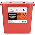 Dynarex Sharps Container, Provides a Safe Disposal of Medical Waste and Needles, Non-Sterile & Latex-Free, 2 Gallons, Made with Thermoplastic, Red with a Transparent Lid, 1 Dynarex Sharps Container
