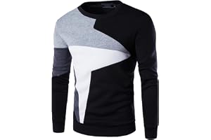 ZDJSWJ Herr rund hals collage färg tröja split rund hals herr sweatshirt flerfärgad delad fleece långärmad tröja