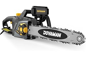 DOVAMAN 2400W Motosega Elettrica, 40cm Barra e Catena Oregon, Tensionamento Senza Attrezzi, Freno Sicurezza, 1 Catena Oregon e 1 Extra, Ideale per Legna da Ardere, Potatura e Uso in Giardino - DCS01A