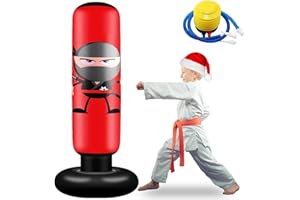 FOYOCER Boxsack für Kinder 160cm Stabiler Aufblasbarer Boxsack für 3-12 Kinder Geschenke Für Jungen Und MäDchen Kinder Boxset zum Üben von Karate Taekwondo MMA Sandsäcke für Kleinkinder