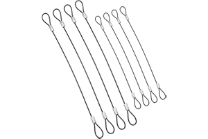 KOOLEVER 8 PCS Safety Cable Lock, 4PCS 8" & 4PCS 12" Stainless Steel Wire Rope, 2mm Dia Security Wire Rope with Double Loop, Black Luggage Lock Safety Cable for Stage Lights Luggage Suitcase