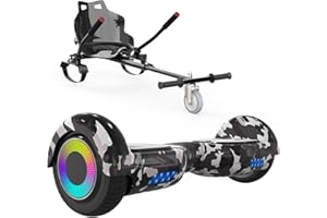 ELEKGO Hoverboards für Kinder, 6.5 Zoll Zweirad Selbstbalancierendes Hoverboards mit Go-Kart, mit LED-Leuchten, Bluetooth Lautsprecher für Jugendliche