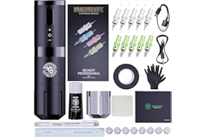 EXTREME TATTOO Dragonhawk Tattoo Maschine Set Wireless Tattoo pen Rotary Maschine Tattoo Gun Tattoo Ink Tattoo Cartridges Needles for Tattoo Beginners (black)