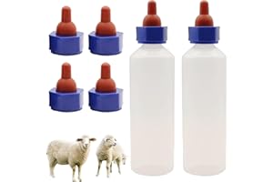 WANDGU 2 botellas de leche de cordero: botella de cría de leche de cordero de 500 ml con 4 leche, tetina, botella de lactancia para ovejas con asa, botellas de cría de animales de granja para cría de