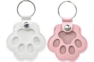 KAWAAN 2 Pezzi Portachiavi Commemorativo per Animali Domestici, Portachiavi in Pelle, Scatola Ricordo Peli Animali Domestici, Ciondolo Commemorativo con Zampa Animale, Rosa + Bianco