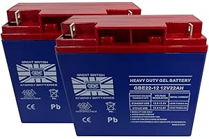 Great British Energy Batteries - Heavy Duty Gel Leisure Battery 2x 12v 22ah Reliable and Long Lasting Replacement Mobility Scooter Batteries also used in Electric Wheelchairs