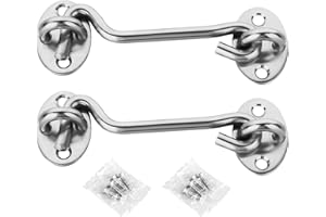 MEAFENG 2 Pack Hook and Eye Latch Stainless Steel Heavy Duty Privacy Lock for Sliding Barn Door (4 Inch)