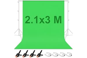 BENOISON Foto Hintergründe Grün - 2.1x3M Fotohintergrund Faltbarer Fotografie Hintergrund für Fotostudios Video Modefotografie mit 4 Backdrop Clips & 4 Klammern
