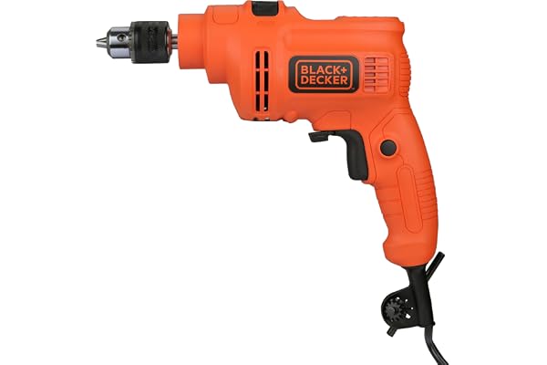 BLACK+DECKER KR5010V 550W 10mm 2800 RPM Corded Variable Speed Hammer Drill Driver Machine For Home & DIY Use for drilling into masonry, steel and wood, 1 Year Warranty, ORANGE & BLACK