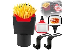 AIMISITE Car Dipping Sauce Holder, 2pcs Dip Clip In-Car Sauce Cup Holder and 1Pcs Car Fries Cup Holder with 2Pcs Car Headrest Hooks Car Automotive Interior Accessories for Sauce Lovers