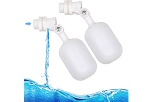 PROBEEALLYU Válvula de bola flotador apagado 3/8 "válvulas de tanque de agua de llenado automático, 2 válvulas de flotación para canales de agua de ganado/tanque de agua/válvulas de inodoro blanco