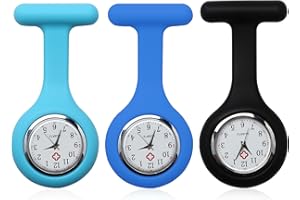 Qkhcable 3PCS Silicone Nurse Watch with Brooch, Infection Control Design, High Visibility Dial, Convenient Attachment, Easy Sterilization, Water-Resistant for Everyday Use