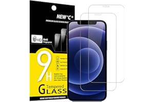 NEW'C Lot de 2, Verre Trempé pour iPhone 12 Mini (5.4), Film Protection écran -sans Bulles d'air -Ultra Résistant (0,33mm HD Ultra Transparent) Dureté 9H Glass