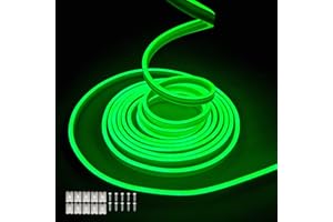 Balabaxer Striscia luminosa verde al neon, 16.4ft/5m 12V DC 600 SMD2835 LED impermeabile, per la decorazione interna ed esterna (senza azionamento)