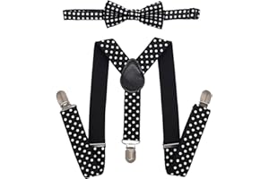 SUNTRADE Kind Kinder Clip-on Dot Strapse Elastische Y-Form Verstellbar mit Clips und Fliege Set für Jungen und Mädchen