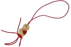 Miniblings Holzfigur Handyanhänger Anhänger Männchen rot Glücksbringer 80er Liebe Herz- Handmade Modeschmuck I Anhänger Handyschmuck Schlüsselanhänger
