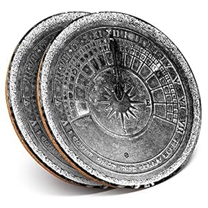 Destination Vinyl ltd Great Coasters (Set of 2) Round with - Ancient Sundial Time Clock Drink Glossy Coasters/Tabletop Protection for Any Table Type #24481