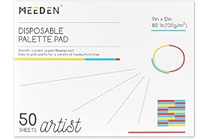 MEEDEN Bloc de papel para paleta de artista: 9 x 12 pulgadas, 50 hojas (80 libras/120 g/m²), papel de paleta de pintura desechable para pintura al óleo de acuarela acrílica