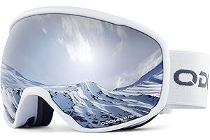 Odoland Gafas de Esquí para Adultos y Jóvenes, Gafas de Snowboard de Doble Capa - Protección UV y a Prueba de Viento, Compatible con Casco de Esquí y Correa Ajustable