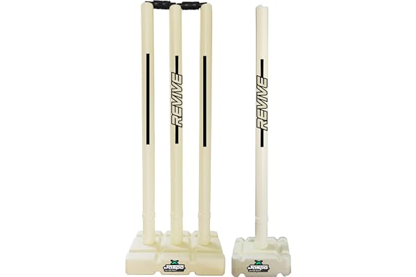 Jaspo Revive (World Cup Edition) Premium Plastic Stumps Set For All Ages- Ideal For Boys, Girls, And Adults- Durable And Fun Cricket Stump Set - Light White