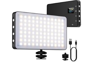 Panneau LED sur Caméra, NinkBox Lumière Vidéo 140 LEDs 2500K-9000K, Luminosité Dimmable, CRI 95+, Eclairage Photo Lampe Portable pour Caméscopes DSLR, Photographie, Batterie Intégérée