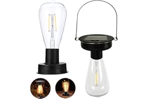 JOHIUX Nature's Accents 2 Pack Top 8cm / 3.14in Outdoor Solar Hanging Light Bulbs, Waterproof for Solar Lanterns