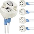 DiCUNO G4, GU5.3 Bi-Pin Ceramic Base Socket, MR16, MR11 Halogen Incandescent LED Bulb Holder Wire Connector (5pcs)