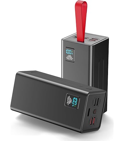 Power Bank 100000 MAh Altissima Capacità - Caricabatterie Portatile Con 4 Uscite USB E 3 Ingressi, Display LED, Torcia, Per IPhone, Tablet, Viaggi E Campeggio