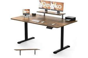Devoko Escritorio Elevable Eléctrico con Tablero 160 x 70cm, Escritorio Regulable en Altura 73-118cm, 2 Opciones de Memoria Inteligente para Estudiar, Trabajar(160×70cm,Marrón)