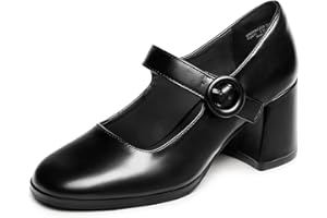 DREAM PAIRS Zapatos Mary Jane de Tacón Alto Cómodos Clásicos Mujer Zapatillas con Tacón Ancho Zapatos de Salón PU Trabajo Balila SDPU2232W-E
