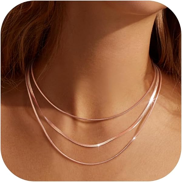 Collier Femme Plaqué Or 14K - 3 Pièces Superposables Avec Croix - Longueurs Réglables 14/16/18 Pouces - Cadeau élégant