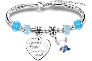 HZBLAZ Bracelets dessin animé Réglable Familles Amies Fille Sœur Pendentif gravé Floral Cadeau pour Femmes nièce Cousine Petite-fille Noël Mariée Petite Amie Perles Bleues Roses Bijoux