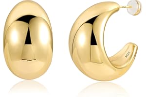 KISSPAT Kolczyki ze złota i srebra wysokiej próby, duże, geometryczne, otwarte kolczyki dla kobiet i dziewcząt