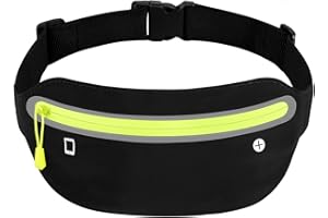JIMKAN Laufgürtel für Handy, Wasserdichte Lauf Hüfttasche mit Verstellbarem Gummiband, Bauchtasche Ultraleichte Gürteltasche Großer Kapazität mit Kopfhöreranschluss für Sport 17,8cm(7 inches), Schwarz