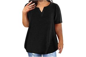TTNTTR Running Tops for Women UK Ladies Top V Neck Fashion Solid Color Short Sleeve Pocket Loose T Shirt Plus Size Workout Clothes for Women 2X