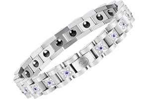 JEROOT Pulseras Magneticas, Mujer Pulseras Magneticas Terapia Acero Inoxidable Hematita Pulseras Magneticas para Aliviar el Dolor Pulsera Magnetica Curativa + Herramienta …