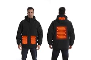 Monave Veste Chauffante Homme Doudoune Chauffante 4 Coussins Chauffants en Graphène,3 Niveaux de Température pour Moto Pêche Ski (l'emballage ne comprend pas l'alimentation mobile)