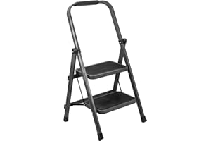 Zangco 2-Step Ladder with 150kg Max Load Capacity, Anti-Slip Design – Sturdy & Safe Folding Step Stool for Home and Office (Grey)
