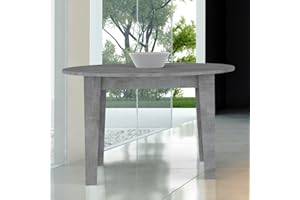 YELLOW SHOP Tavolo tondo allungabile in legno diámetro 120/155xH76 cm ARTUR Bianco frassinato, Cemento, Olmo Perla (Cemento)