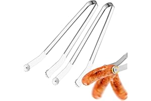 TANGDUDU Pinzas Giratorias para Salchichas para Barbacoa, 38cm BBQ Sausage Turning Tongs, Pinzas para Parrilla de Acero Inoxidable, Pinzas Barbacoa Largas, para Asar en Fiestas/Jardines (2pc)