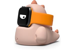 ELETIUO Lade-Ständer kompatibel mit Apple Watch Series Ultra/8/SE2/7/6/SE/5/4/3/2/1 (49/45/44/42/41/40/38mm), Dinosaurier-iWatch-Ladestation mit Nachtmodus, rosa