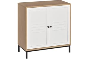 Vinsetto Armadietto Portadocumenti Cassettiera da Ufficio in Legno e Metallo Bianco con 2 Ante, Ripiano Regolabile, 62x30x67.5cm